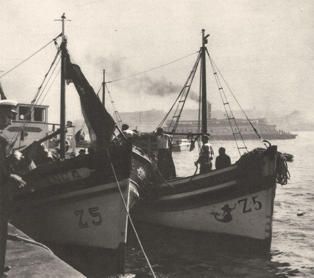 BRAZIL. Rio de Janeiro. Fishing boat bateaux de Pêche a Quai 1951 old print